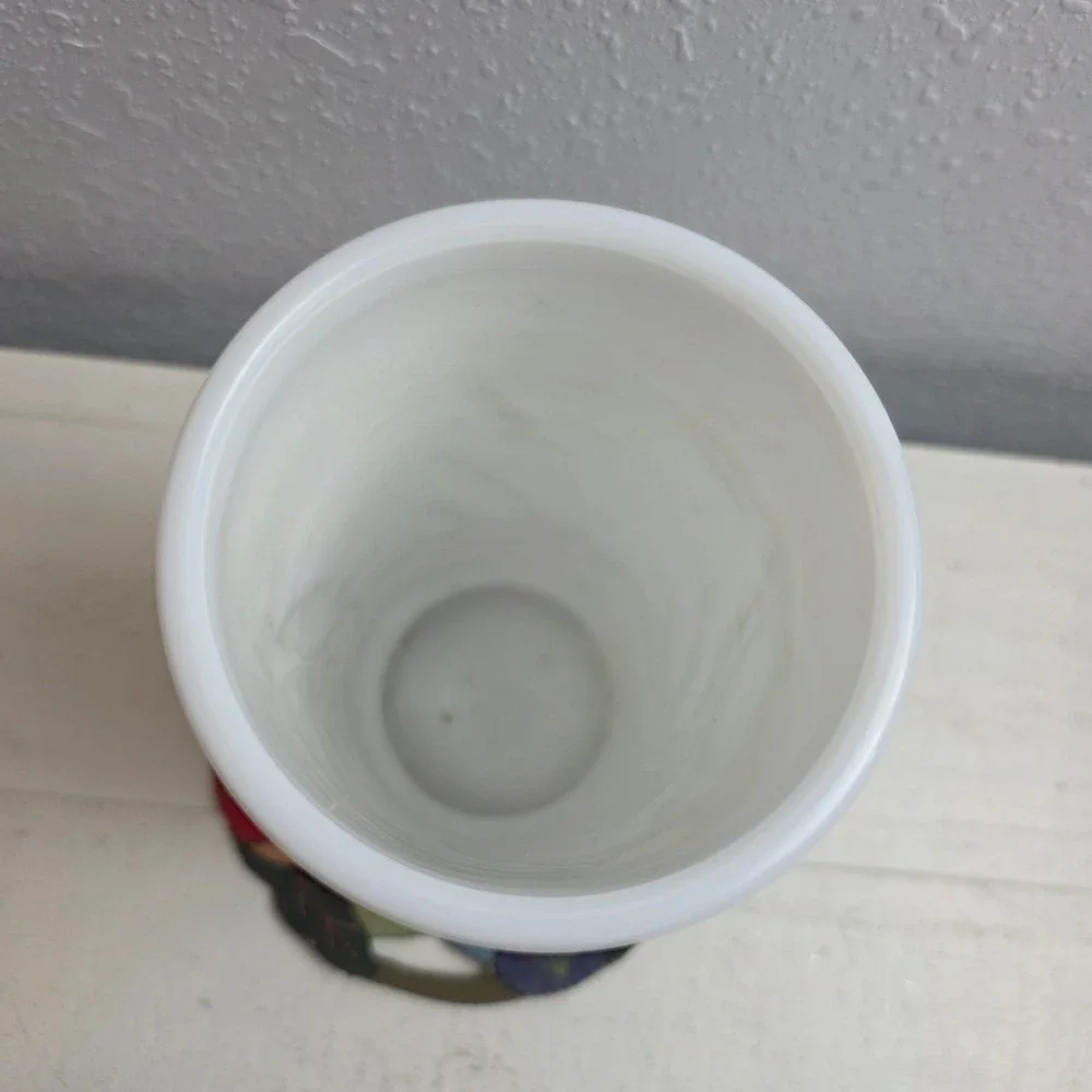 Vintage White‎ Milk Glass Swirl Flame Cylinder Vase Mid Century Modern Decor